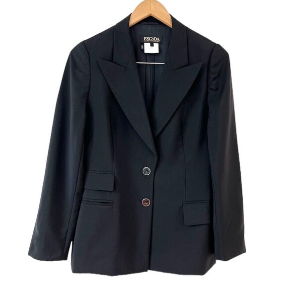 Escada Margaretha Ley Black Classic Tailored Jacket Womens 38 US 8 Wool Mohair - Picture 1 of 16